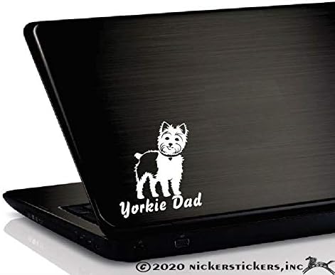 אבא יורקי | Nickerstickers® Vinyl Yorkshire Terrier Dog Window מדבקה מדבקה